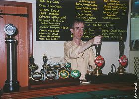 Dave pulling a pint of Pedigree